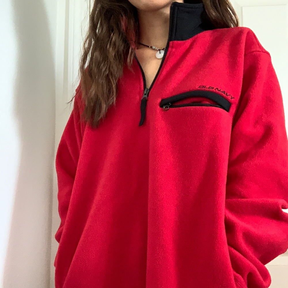 Vintage Red Old Navy Embroidered Pullover
